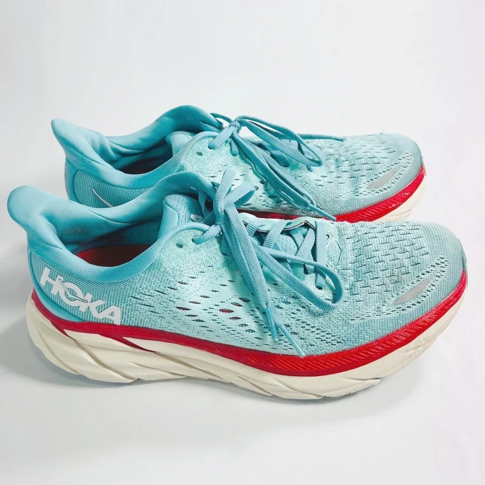 Hoka Women's Clifton 8 Aquarelle Eggshell Blue Running Shoes 1119394-AEBL Sz 7.5